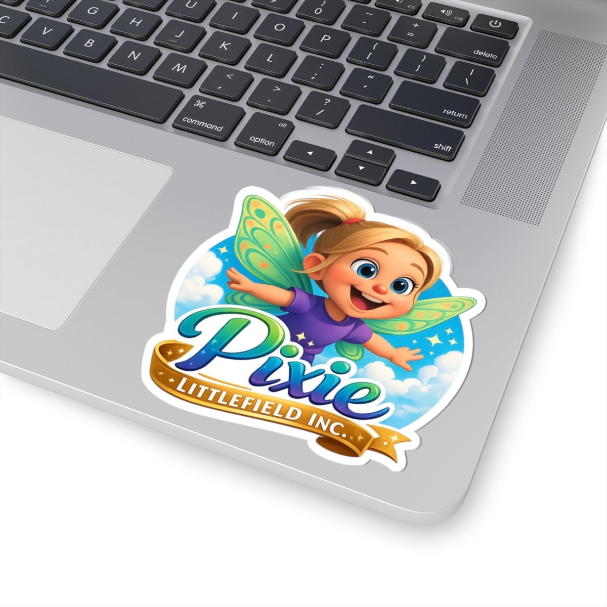 Pixie Logo Sticker — Cute Fairy Kiss-Cut Vinyl Sticker (Littlefield Inc.)