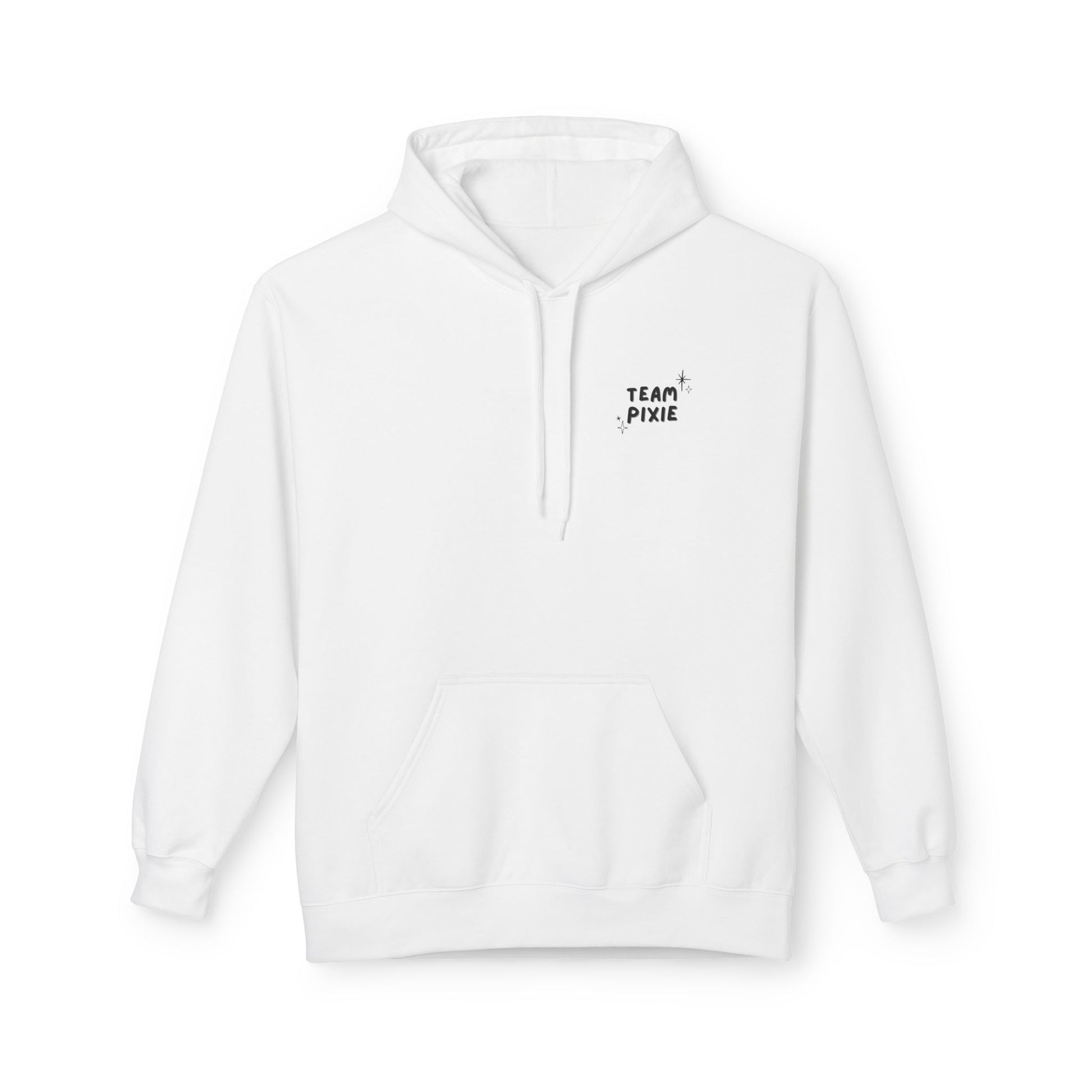 Butterfly Wings Hoodie — Minimal "Team Pixie" White Graphic Hoodie