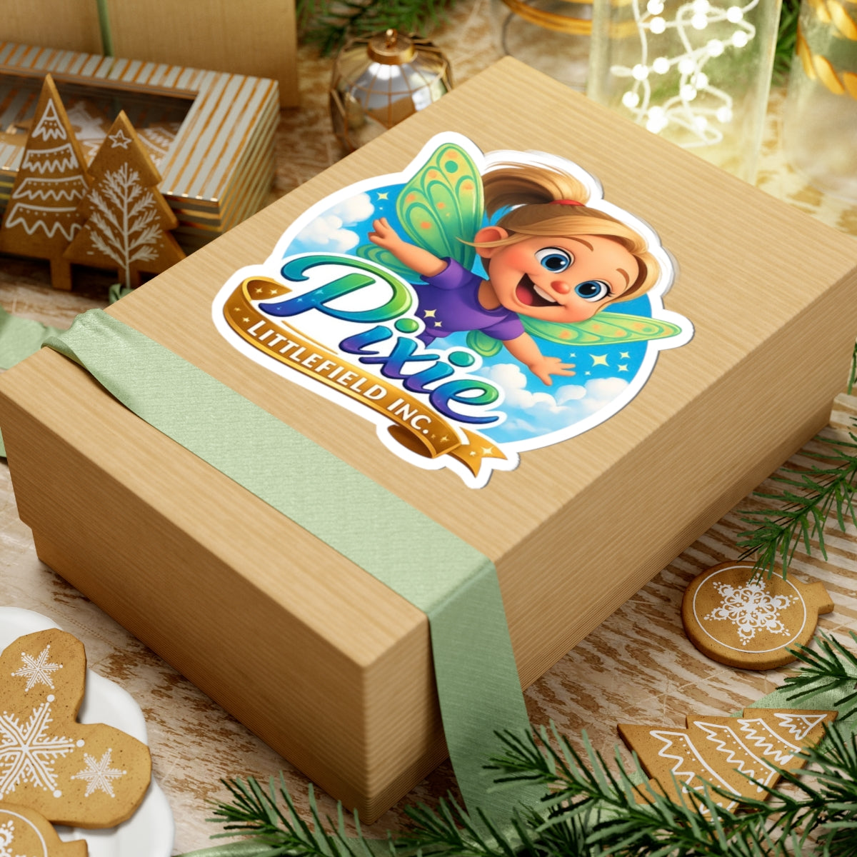 Pixie Logo Sticker — Cute Fairy Kiss-Cut Vinyl Sticker (Littlefield Inc.)